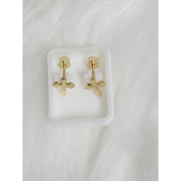 2 Pieces Infinity and Cross Earrings Studs Stainless Steel 02037 - Picture 4 of 7